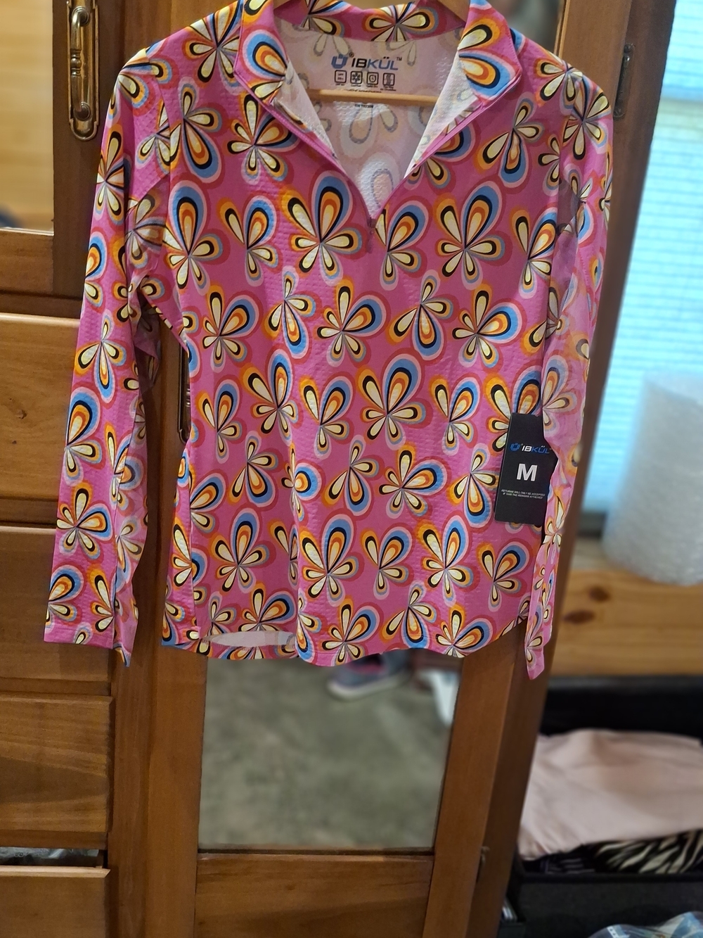IBKUL Pink Athletic Wear Long Sleeve Polo Golf Tennis Leisure - Picture 7 of 12